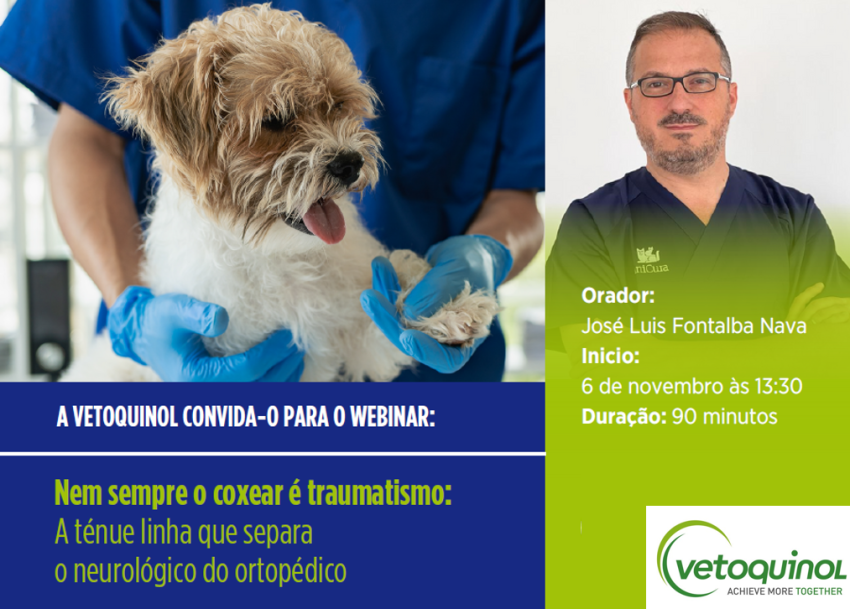 A Vetoquinol convida para o webinar “Nem sempre o coxear é traumatismo: A ténue linha que separa o neurológico do ortopédico”