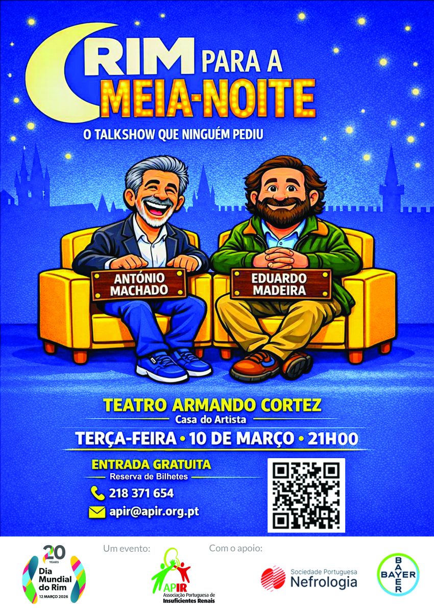 Talkshow ‘Rim para a meia-noite’: APIR reúne artistas e especialistas em palco pela prevenção da doença renal crónica