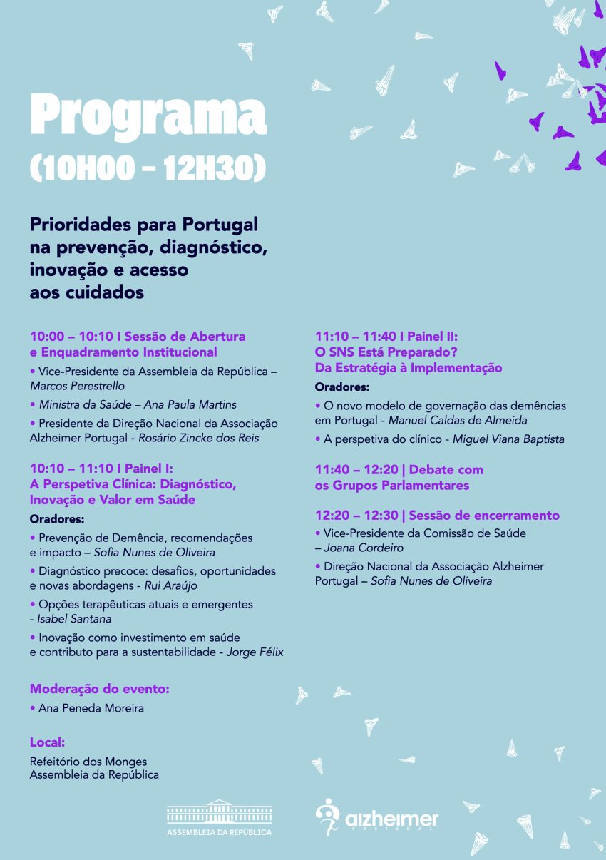 Doença de Alzheimer: Especialistas e políticos debatem urgência de Estratégia Nacional no Parlamento
