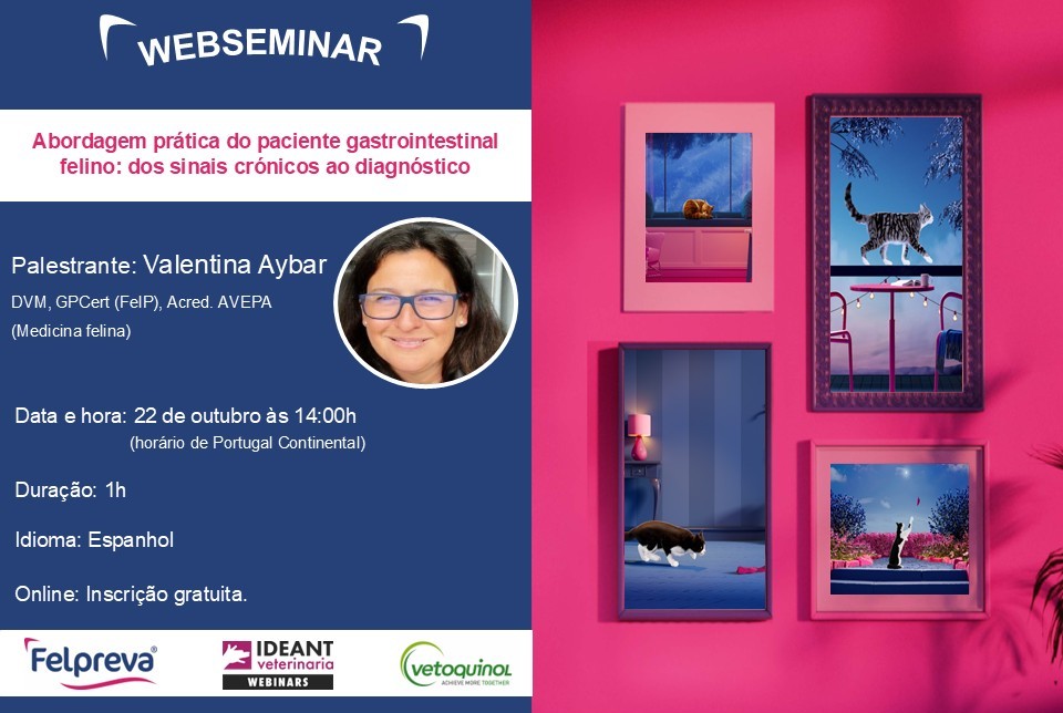 A Vetoquinol convida-o para o webinar «Abordagem prática do paciente gastrointestinal felino: dos sinais crónicos ao diagnóstico”
