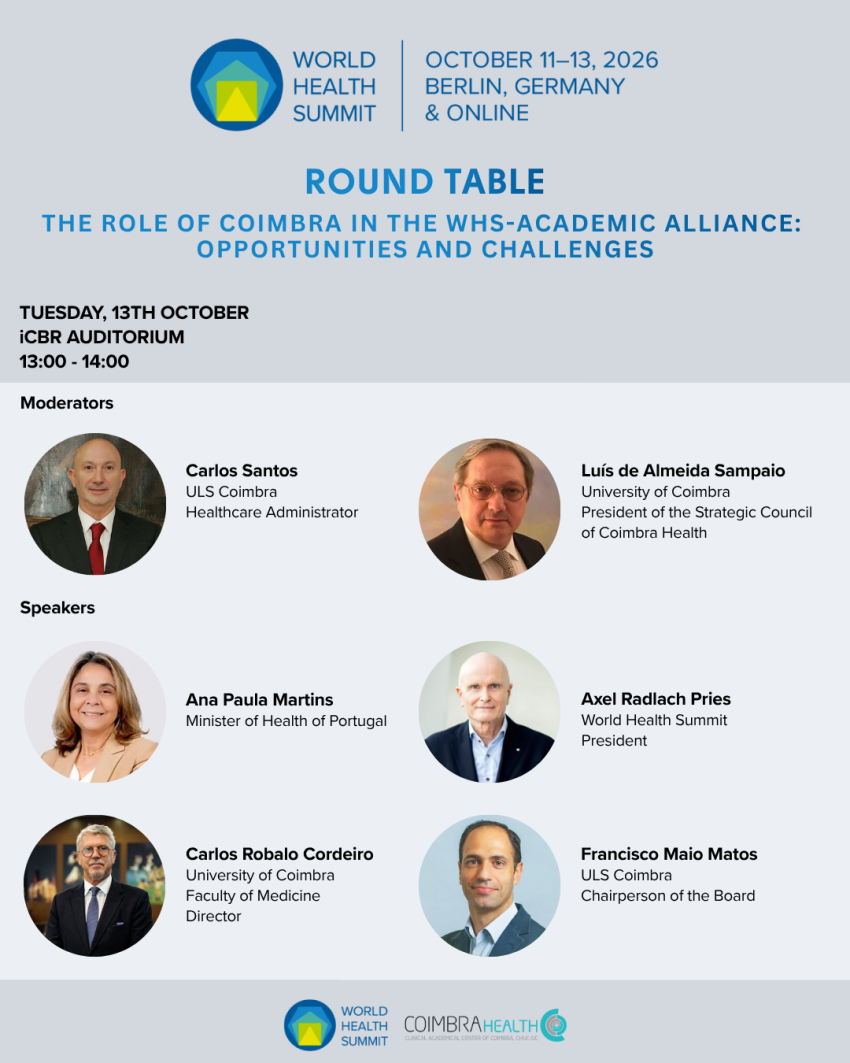 Universidade de Coimbra organiza evento no âmbito da Cimeira Mundial da Saúde